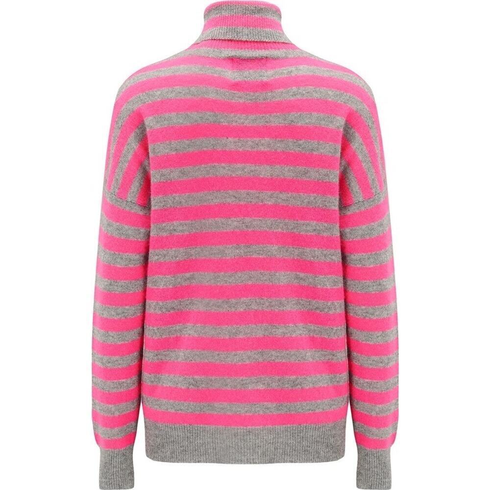 JUMPER 1234 Stripe Roll Collar Jumper - Grey/Pink - Size 1